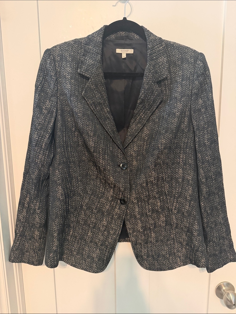 Santorelli Made in Italy Gray Patterned Textured Tailored Dark Academia Blazer